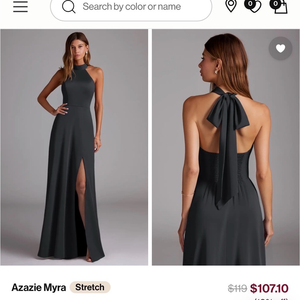 Azazie Myra Charcoal Backless Gown